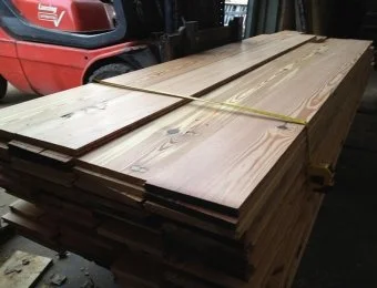 Wide pitch pine TG flooring